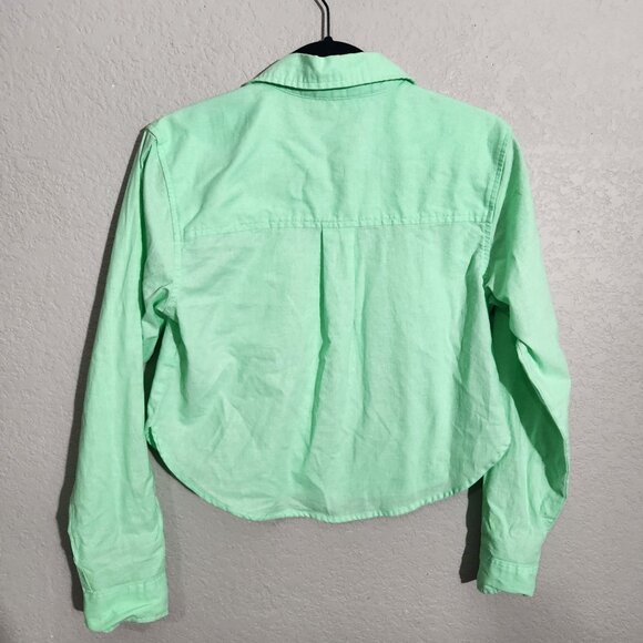 Universal Thread Shirt Womens Cropped Fit Mint Green Button-Up Shirt XS - Picture 5 of 14